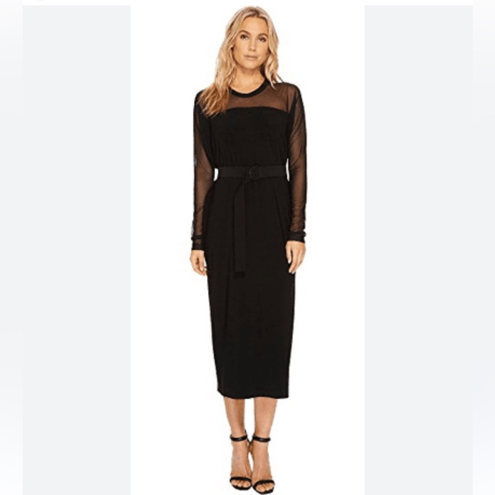 Norma Kamali Black Box Dress with Mesh front. Size XS NWT’s Rare find in size.